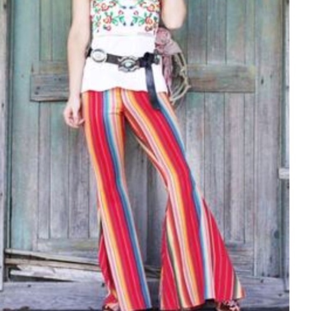 LUCKY & BLESSED red stripe flares